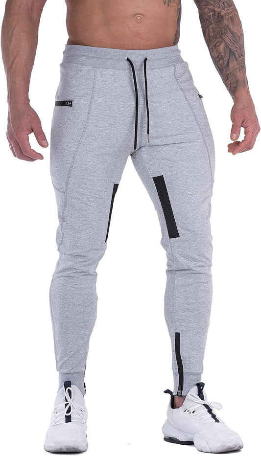 Mens Joggers Pants Mesh Training Tapered Sweatpants Gym Workout Track Pants