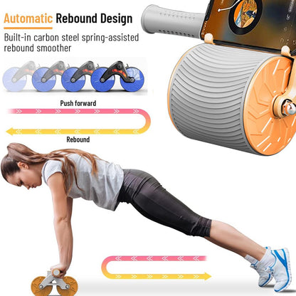 2023 New Ab Abdominal Exercise Roller Elbow Support, Abs Roller Wheel Core Exercise Equipment, Automatic Rebound Abdominal Wheel Orange